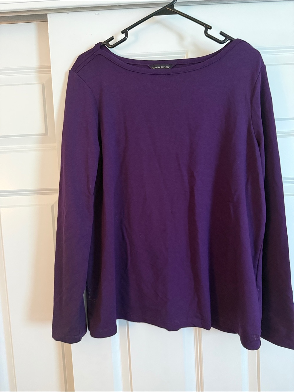 Banana Republic Purple Long-Sleeve Boatneck Top